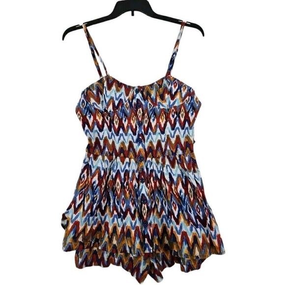 Anthropologie Mimi Chica ~ Woman Size L~ Multicolor Sleeveless Romper Linen NWOT - Picture 1 of 10